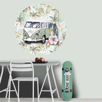 Muurcirkel volkswagen beach surf stijl