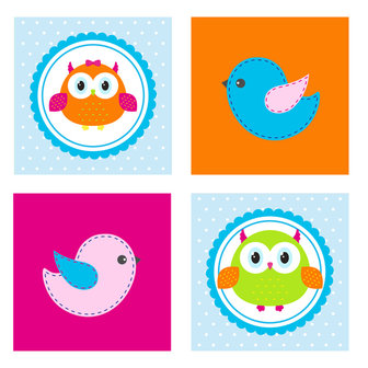 Muursticker uilen en vogels