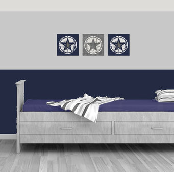 muursticker 3 luik ster blauw kinderkamer