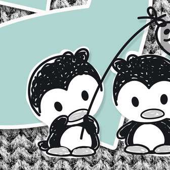 muursticker pinguin detail
