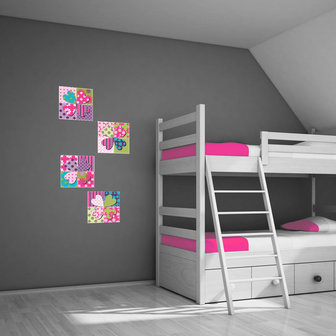 Muursticker Patchwork bloemen