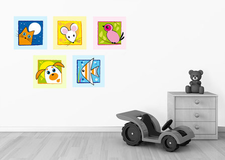 Muursticker schilderij dieren