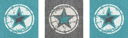 muursticker 3 luik turquoise grijs