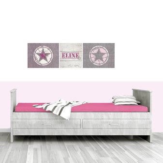 Sticker ster met naam roze