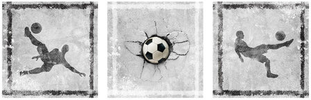 muursticker voetbal 3 luik voetbalkamer muurdecoratie