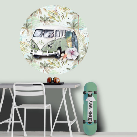 Muurcirkel volkswagen beach surf stijl