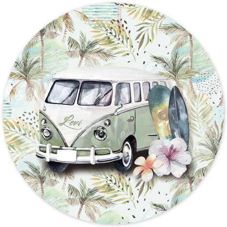 Muurcirkel volkswagen beach retro