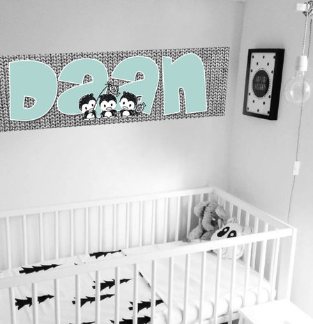 Muursticker babykamer zwart wit mint