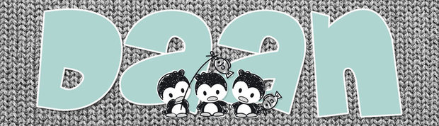 Muursticker pinguin zwart wit mint met naam