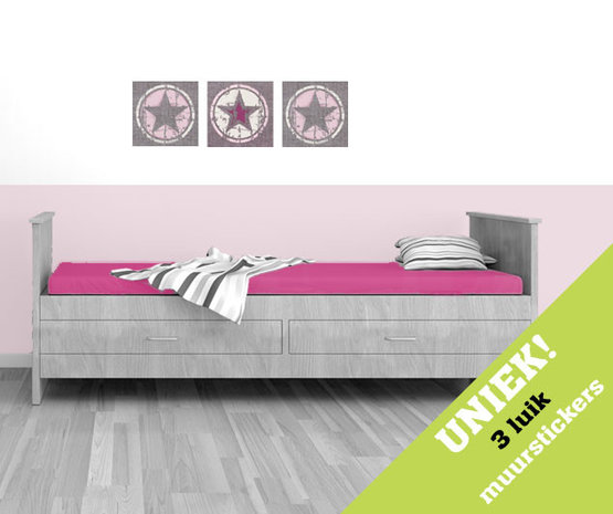 muursticker set roze ster