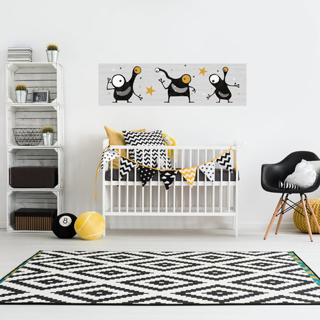Muursticker babykamer grijs okergeel