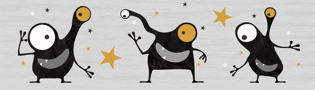 muursticker babykamermonstertjes okergeel